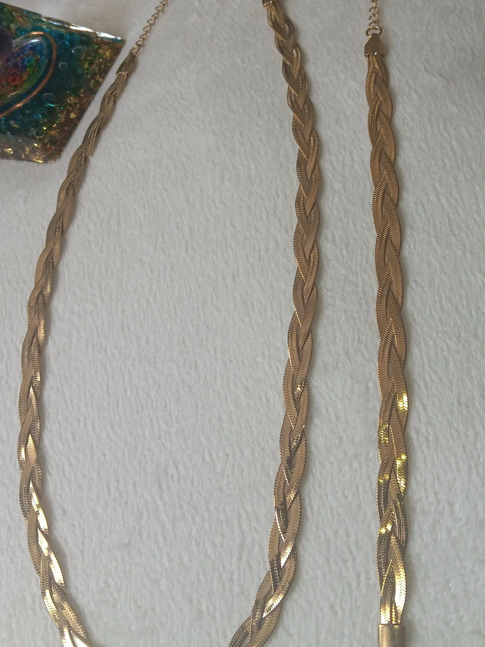 Gold Braided Chain Necklace Set